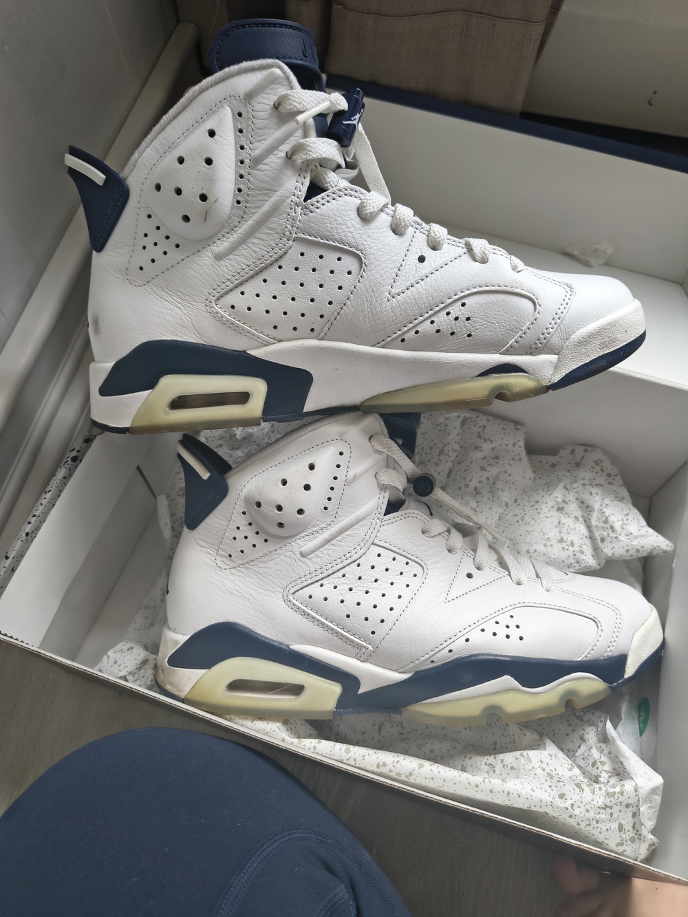 Jordan Retro 6 White Navy Men's Athletic Shoes